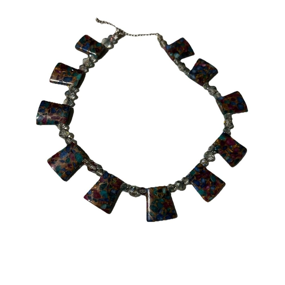Vintage Donna Dressler Chunky Stone Necklace Silver 925 Clasp Beads - Picture 2 of 10
